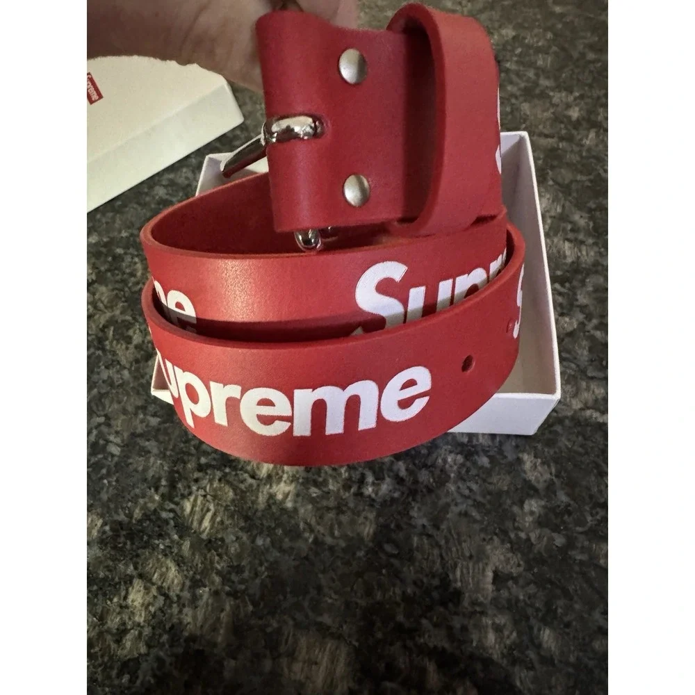 Supreme Repeat Leather Belt Red Size M New With Box‎